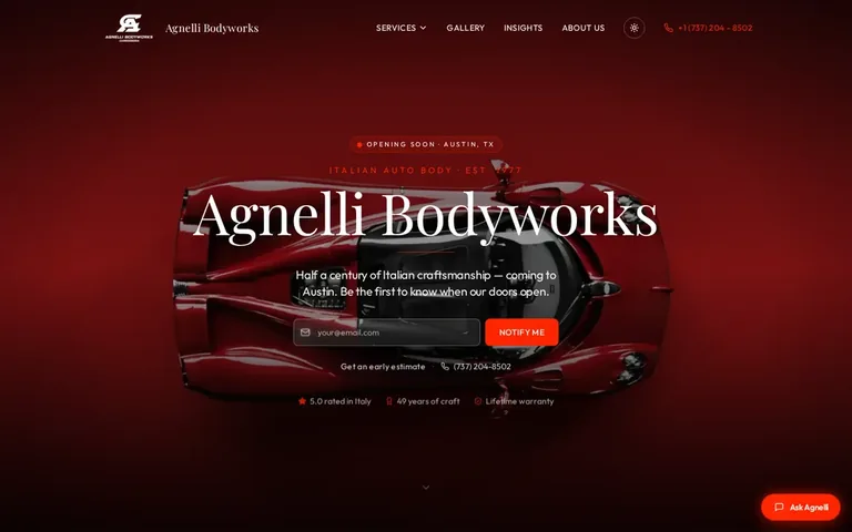 Agnelli Bodyworks website created by Collision Catalyst